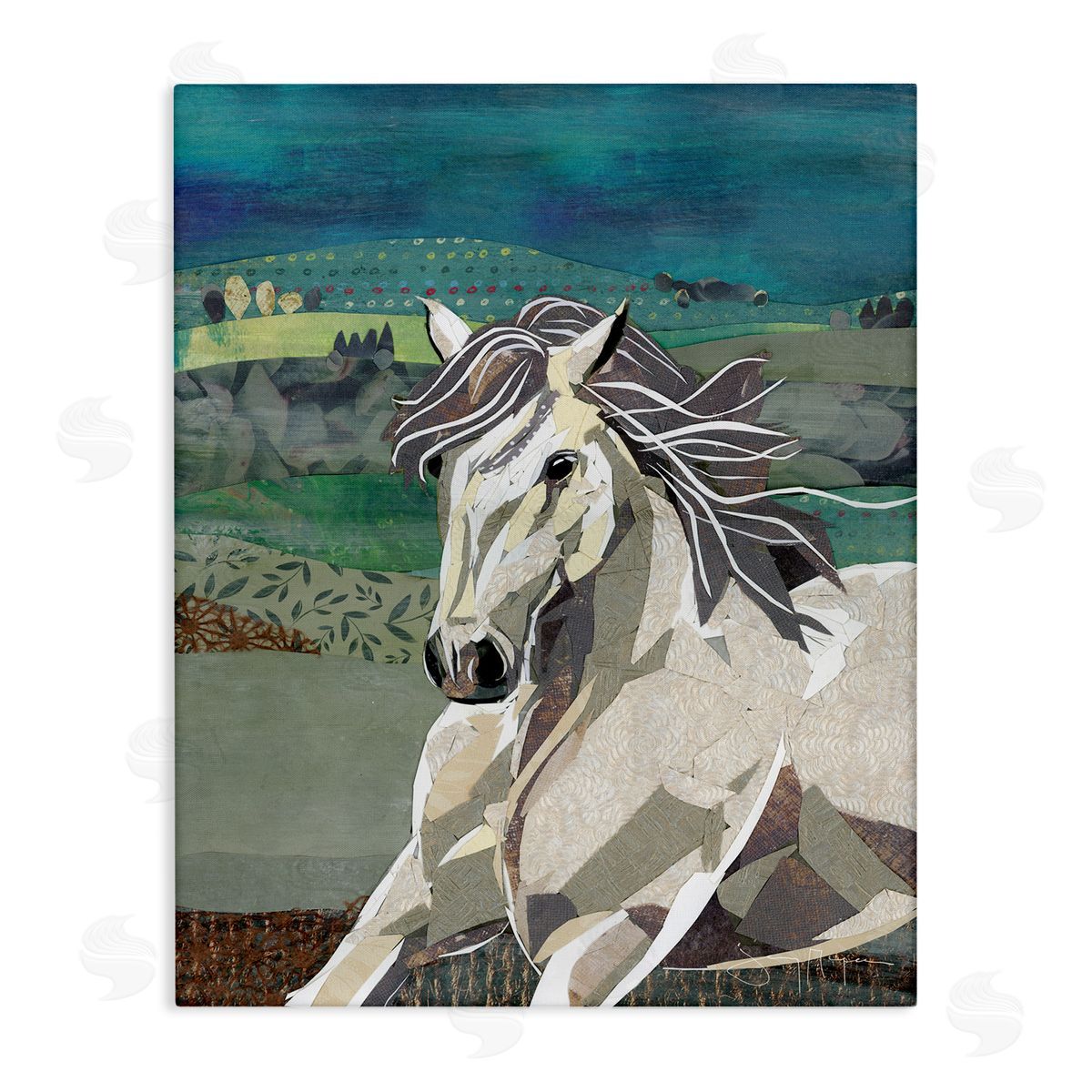 Jenny McGee Horse Geometric Shape Collage Wild Animal Running