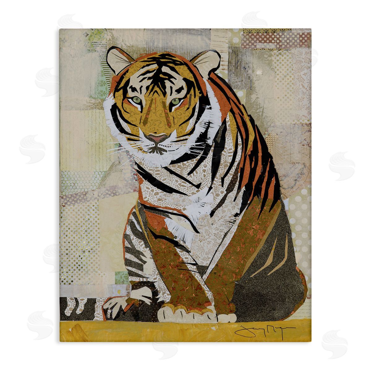 Jenny McGee Resting Jungle Tiger over Abstract Patterns