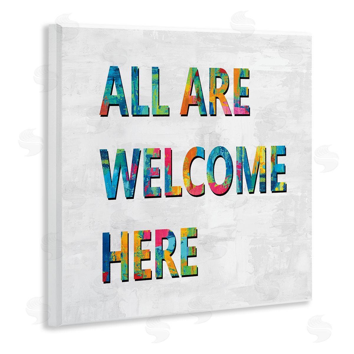 Jamie MacDowell All Are Welcome Here Phrase Fun Bold Typography Wooden Wall Plaque Art Print