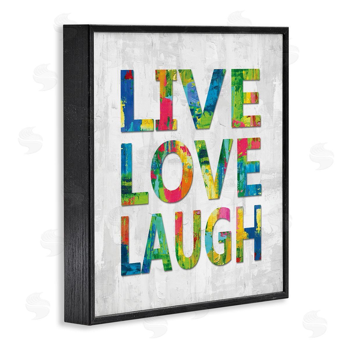 Jamie MacDowell Live Love Laugh Sentiment Bold Abstract Paint Typography Black Framed Glicee Wall Art Print