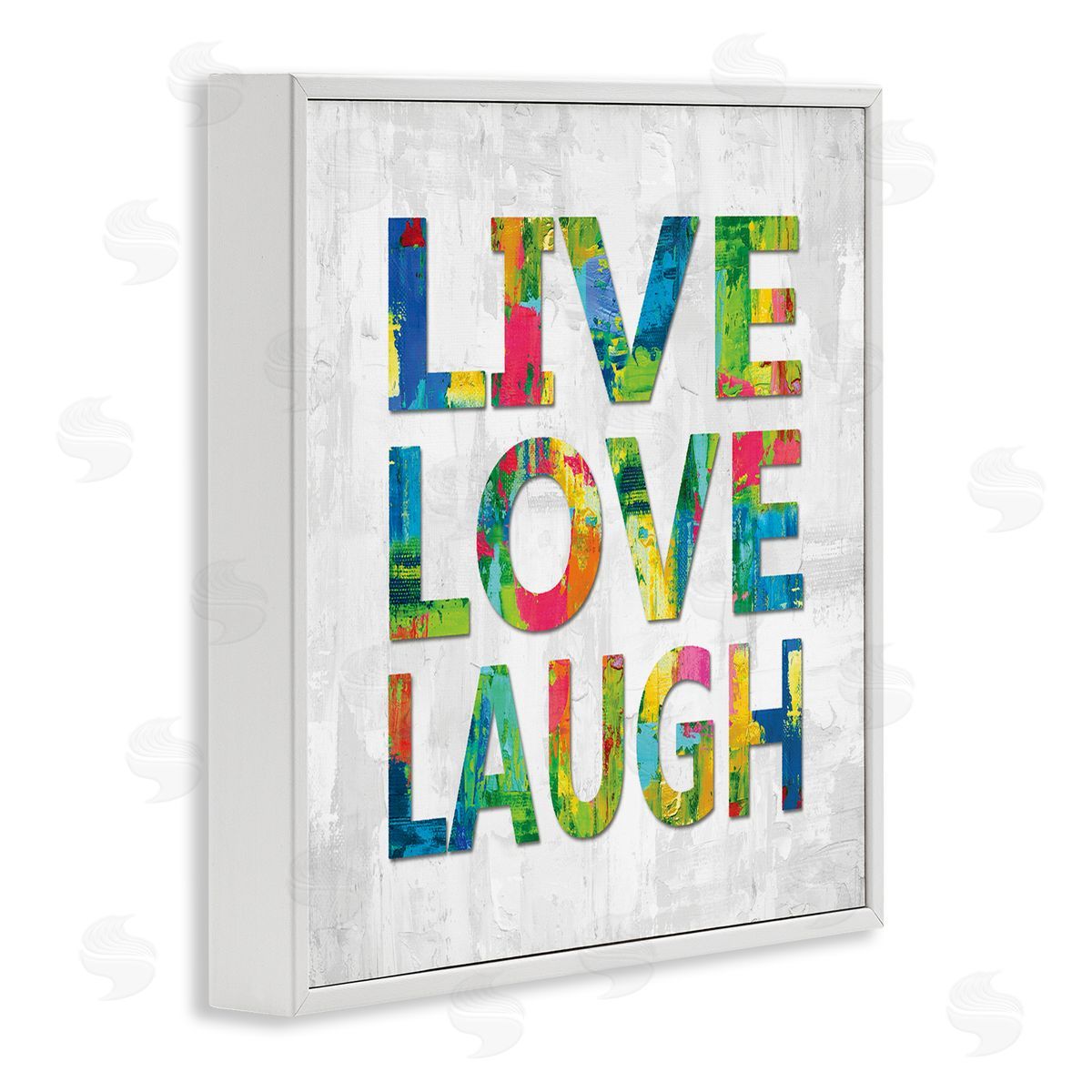 Jamie MacDowell Live Love Laugh Sentiment Bold Abstract Paint Typography White Framed Glicee Wall Art Print