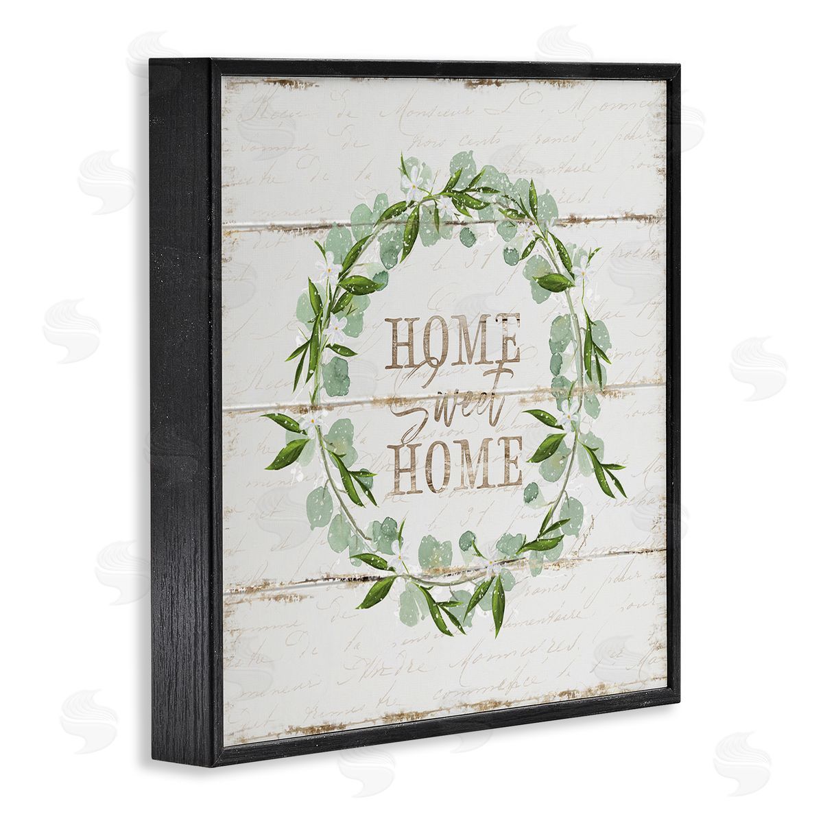 Sweet Home Eucalyptus Wreath Black Frame Print Wall Art, Home Decor by Jennifer Pugh