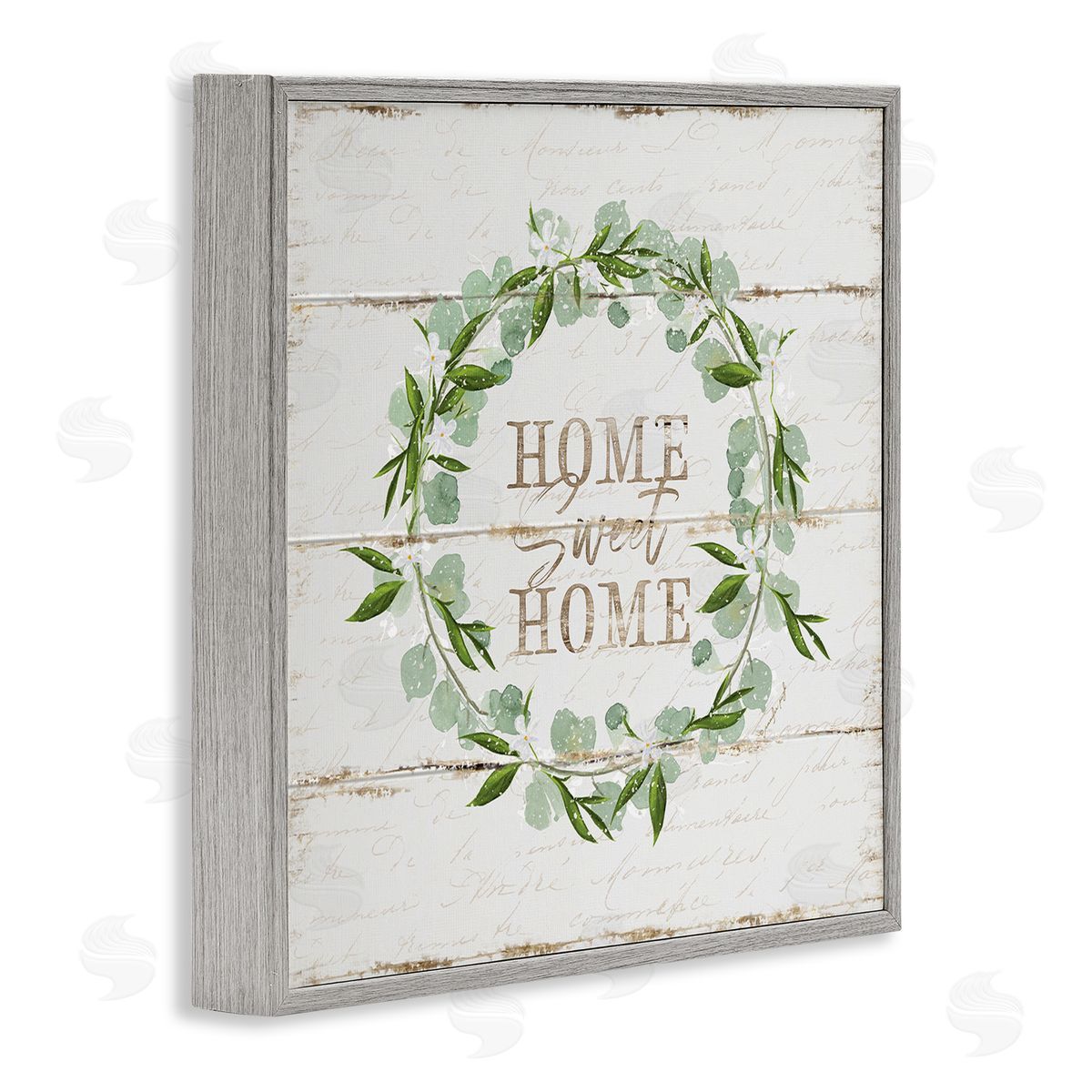 Sweet Home Eucalyptus Wreath Grey Frame Print Wall Art, Home Decor by Jennifer Pugh