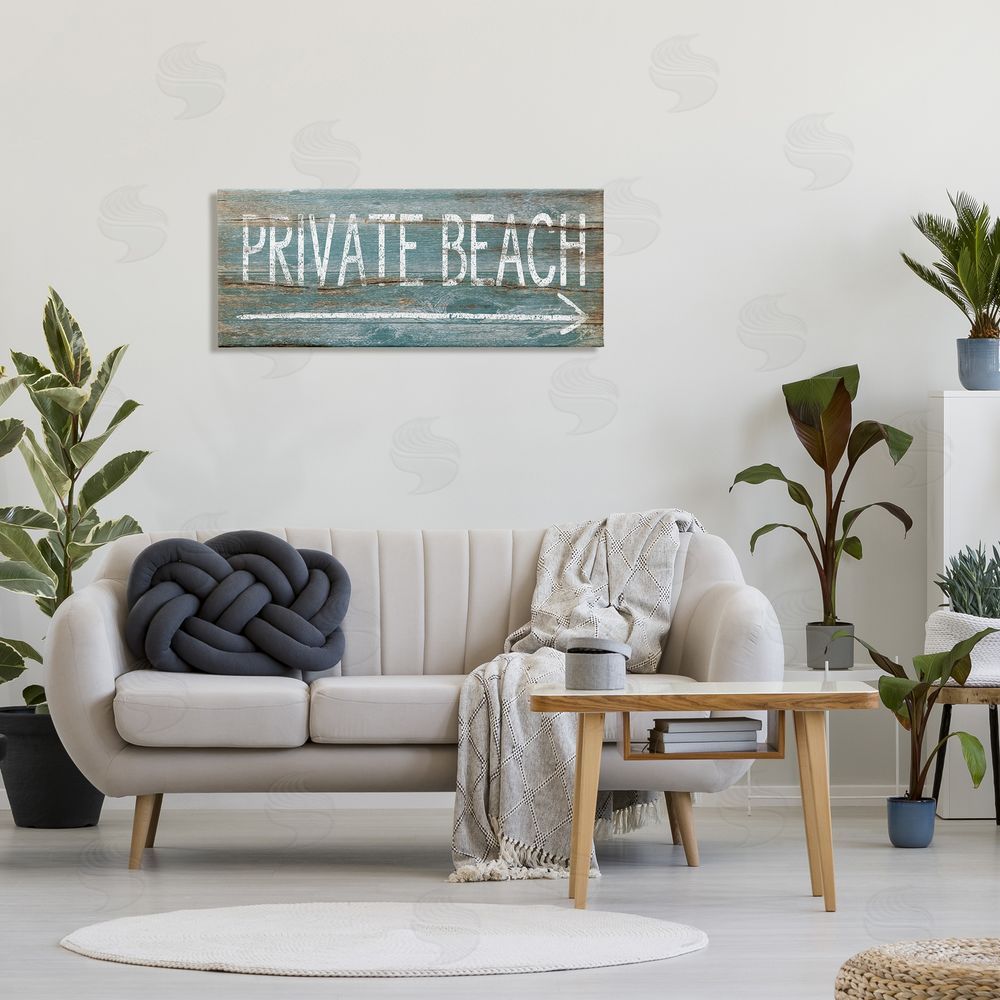 Jennifer Pugh Rustic Distressed Private Beach Sign Right Arrow Direction