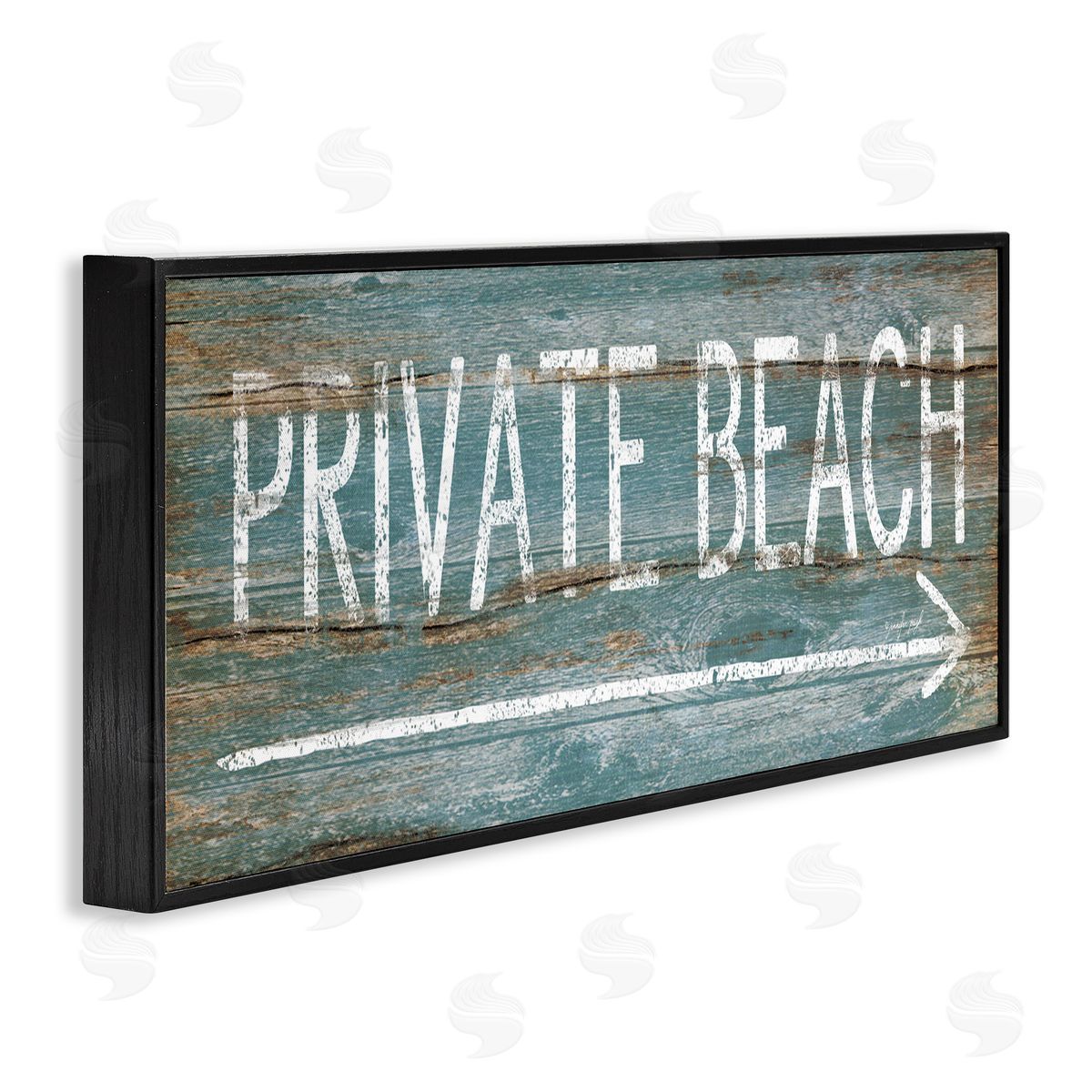 Jennifer Pugh Rustic Distressed Private Beach Sign Right Arrow Direction