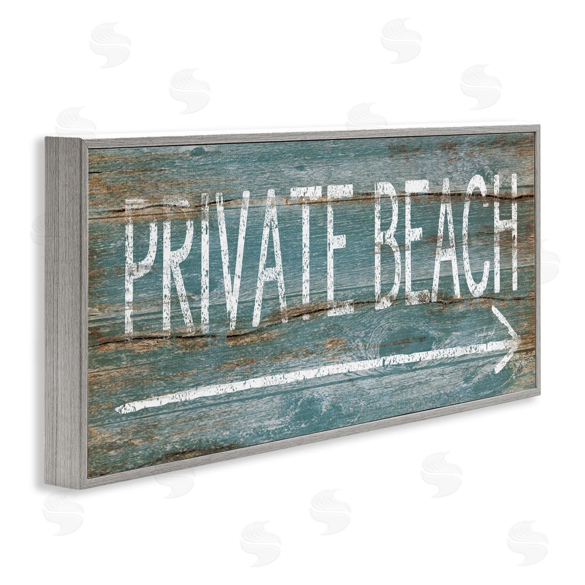 Jennifer Pugh Rustic Distressed Private Beach Sign Right Arrow Direction