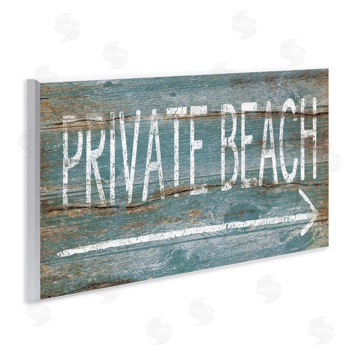 Jennifer Pugh Rustic Distressed Private Beach Sign Right Arrow Direction