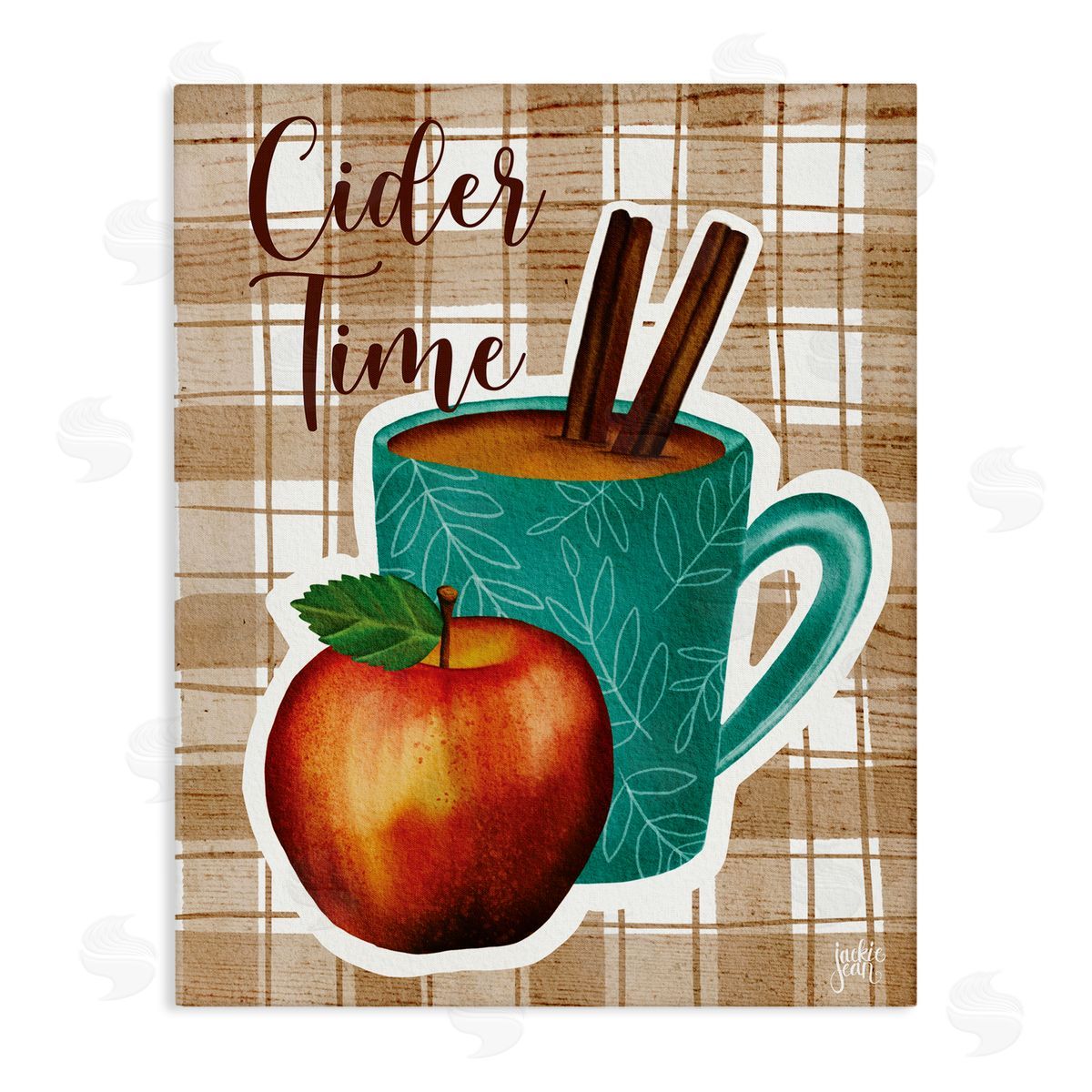 Jackie Quigley Warm Apple Cider Time Beverage Brown Farm Plaid 