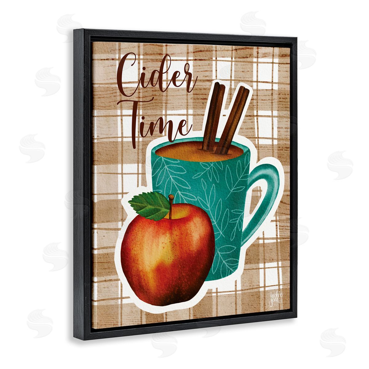 Jackie Quigley Warm Apple Cider Time Beverage Brown Farm Plaid 