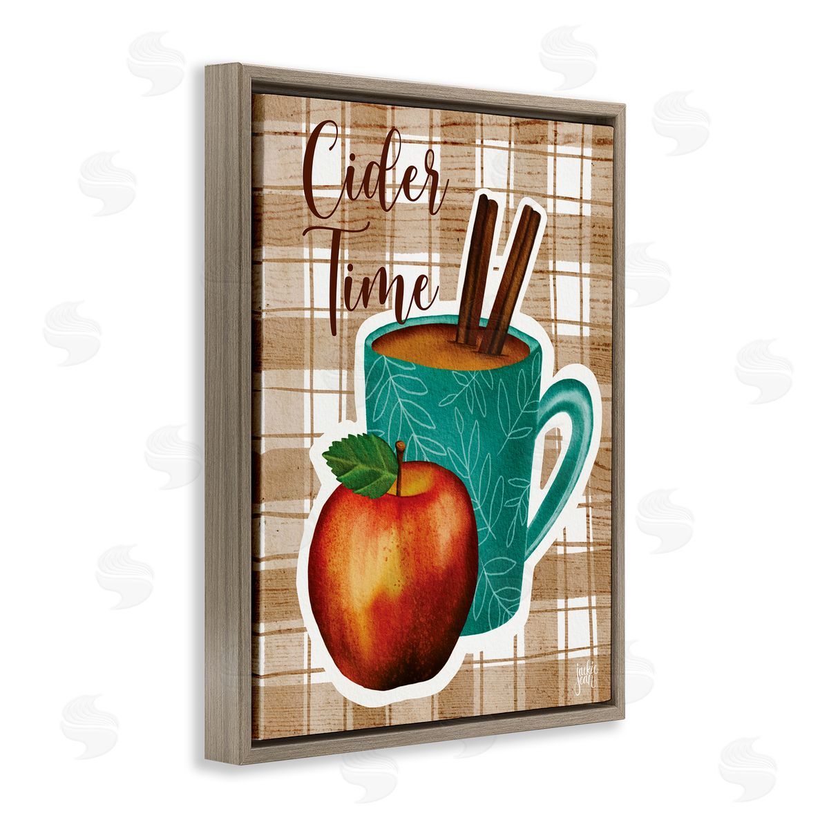 Jackie Quigley Warm Apple Cider Time Beverage Brown Farm Plaid 