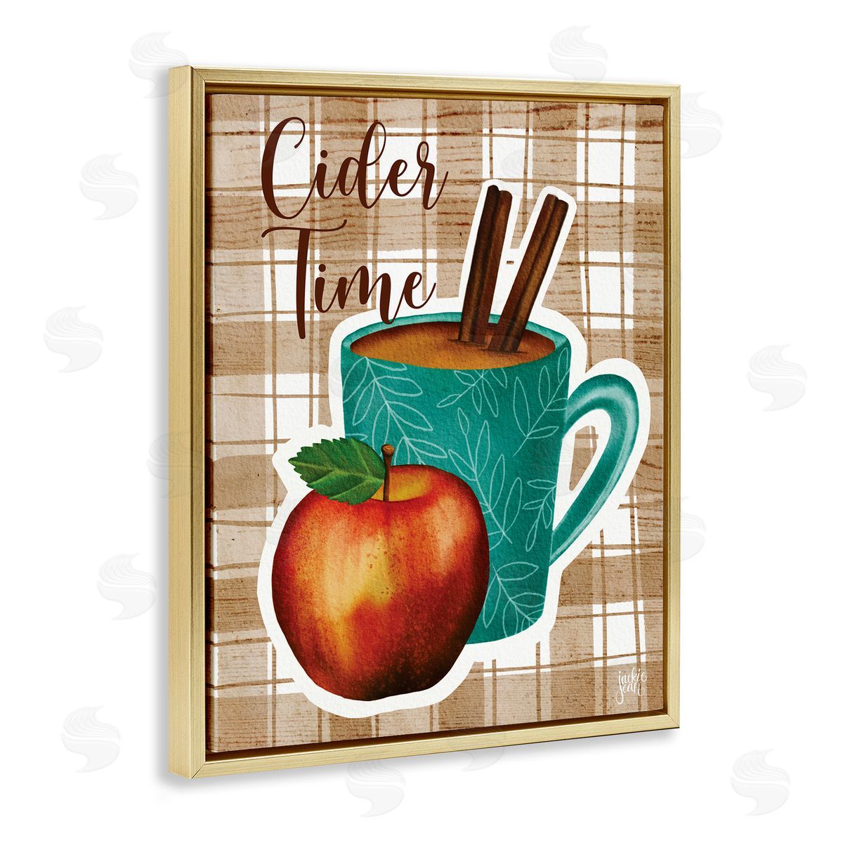 Jackie Quigley Warm Apple Cider Time Beverage Brown Farm Plaid 