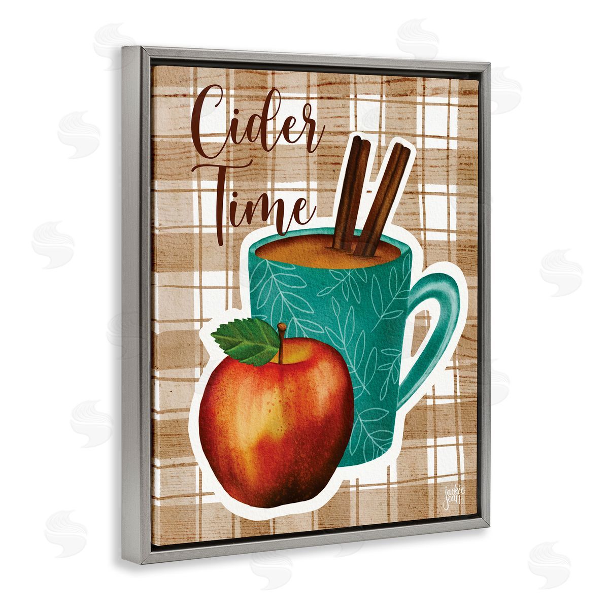 Jackie Quigley Warm Apple Cider Time Beverage Brown Farm Plaid 