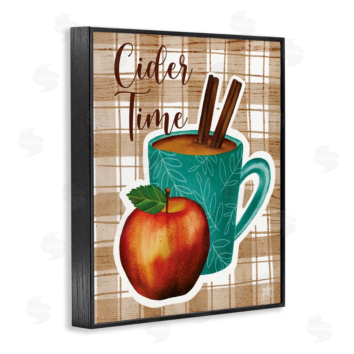 Jackie Quigley Warm Apple Cider Time Beverage Brown Farm Plaid 