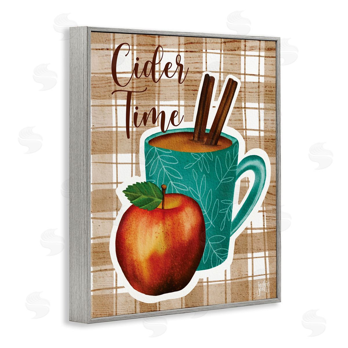Jackie Quigley Warm Apple Cider Time Beverage Brown Farm Plaid 