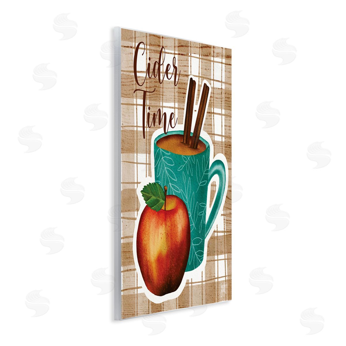 Jackie Quigley Warm Apple Cider Time Beverage Brown Farm Plaid 