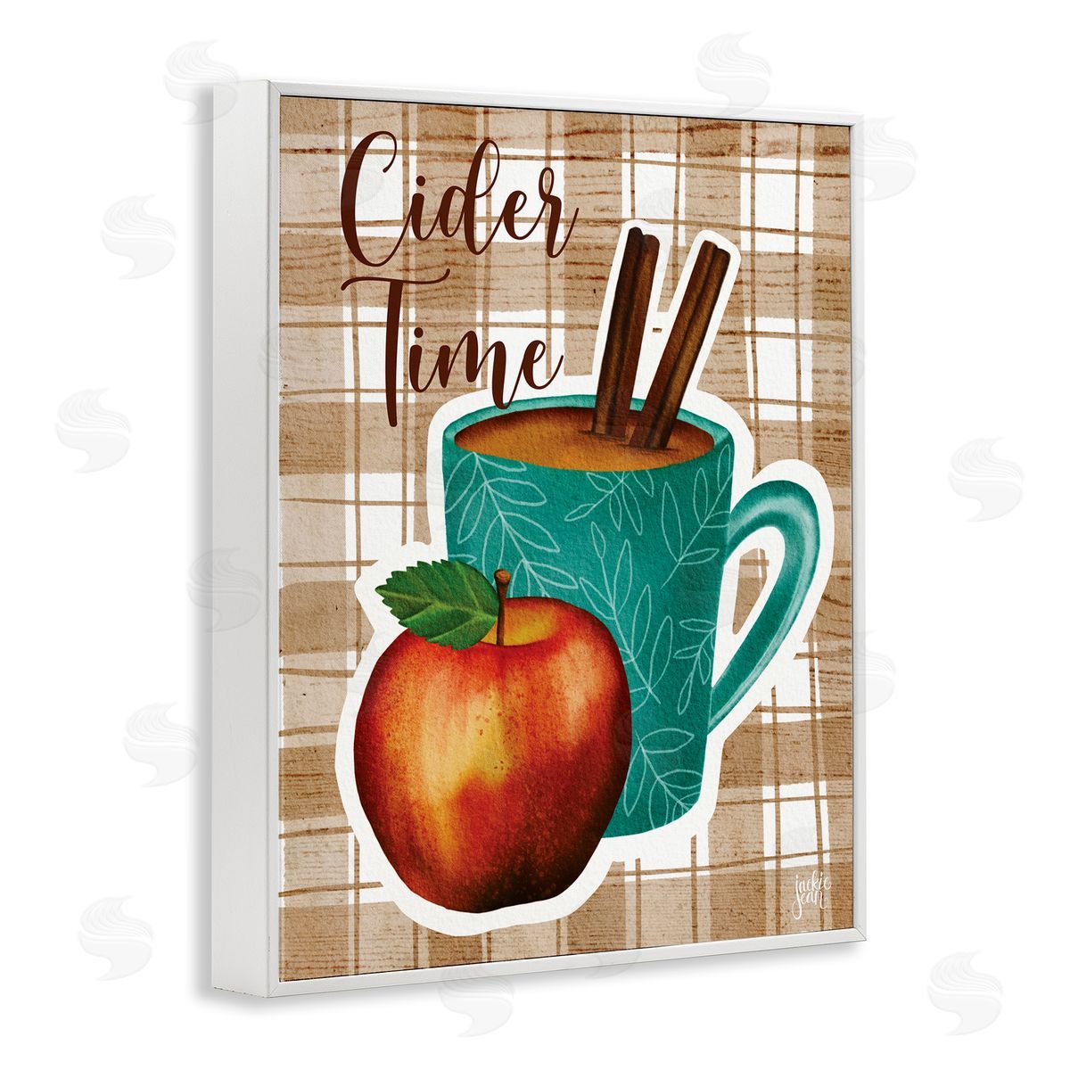 Jackie Quigley Warm Apple Cider Time Beverage Brown Farm Plaid 