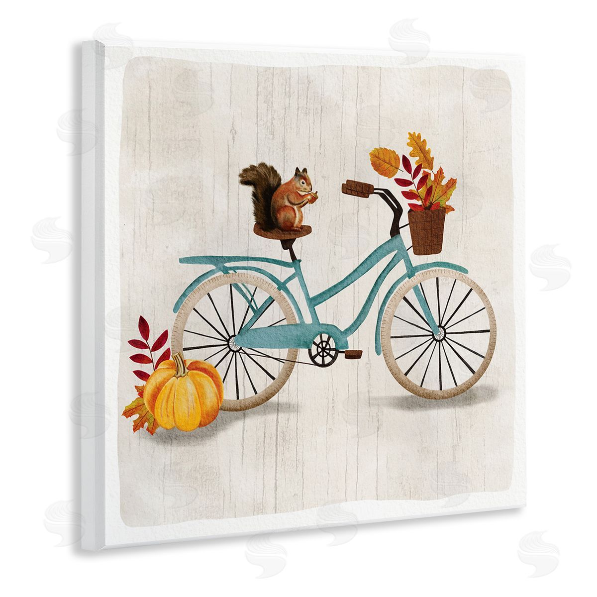 Squirrel on Autumnal Bicycle Wood Plaque Wall Art, Home Decor by Jackie Quigley