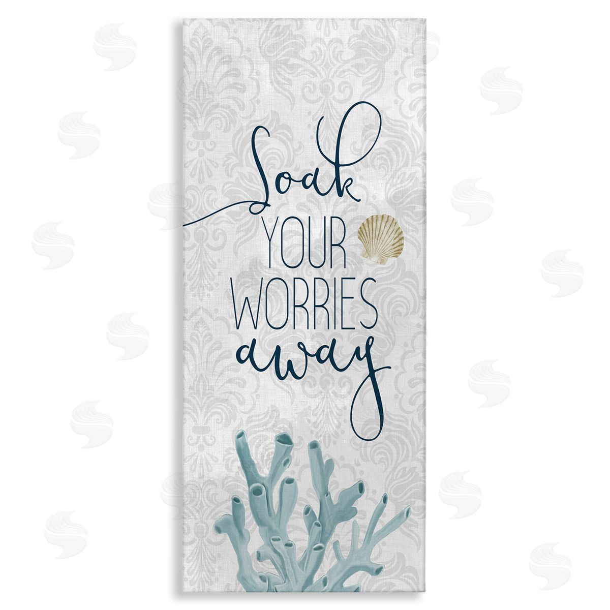 Kim Allen Soak Your Worries Away Phrase Blue Coral Bathroom Shell