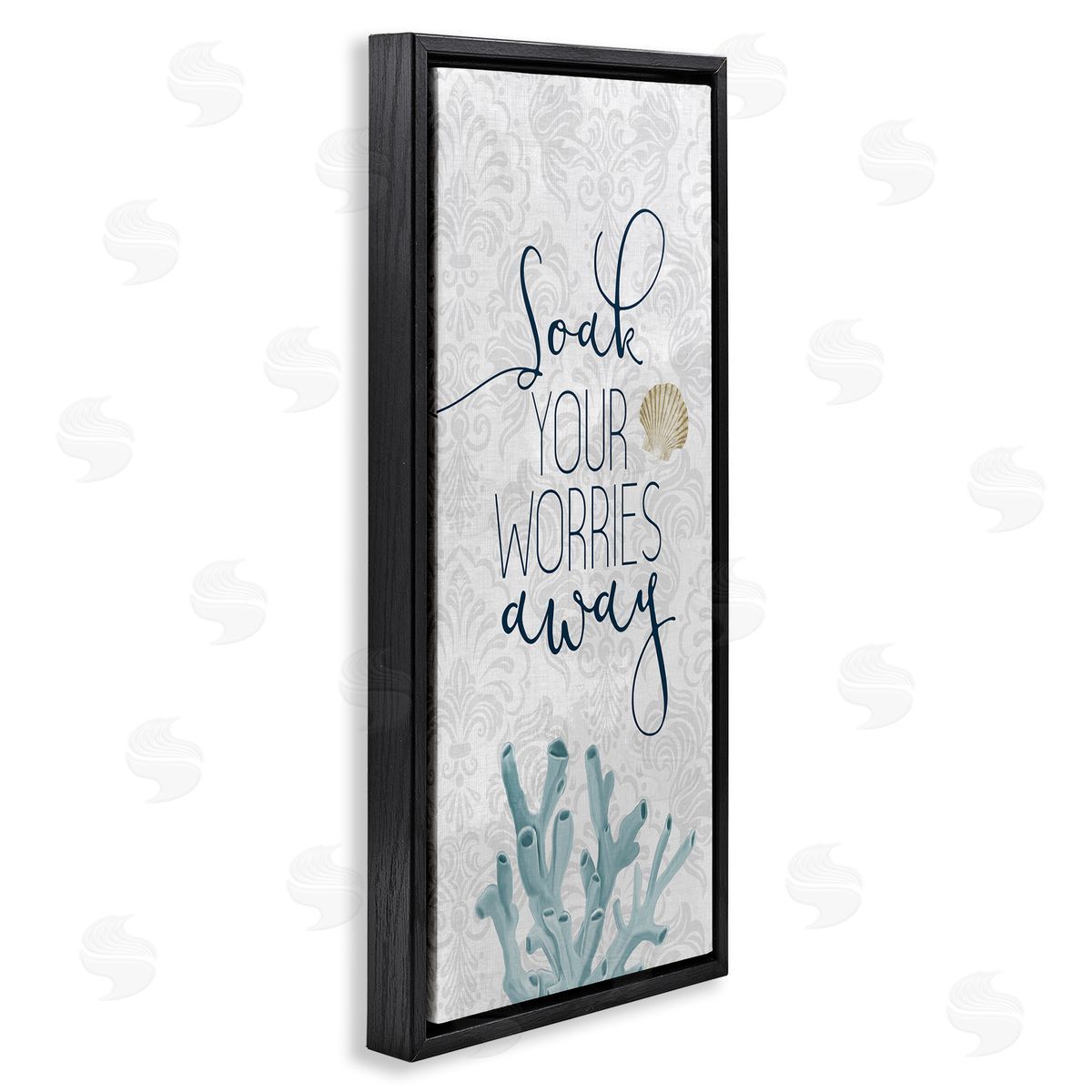 Kim Allen Soak Your Worries Away Phrase Blue Coral Bathroom Shell