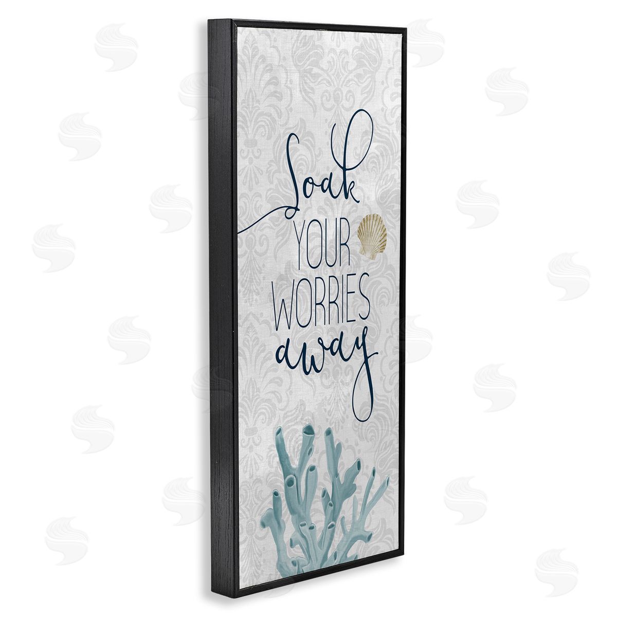 Kim Allen Soak Your Worries Away Phrase Blue Coral Bathroom Shell