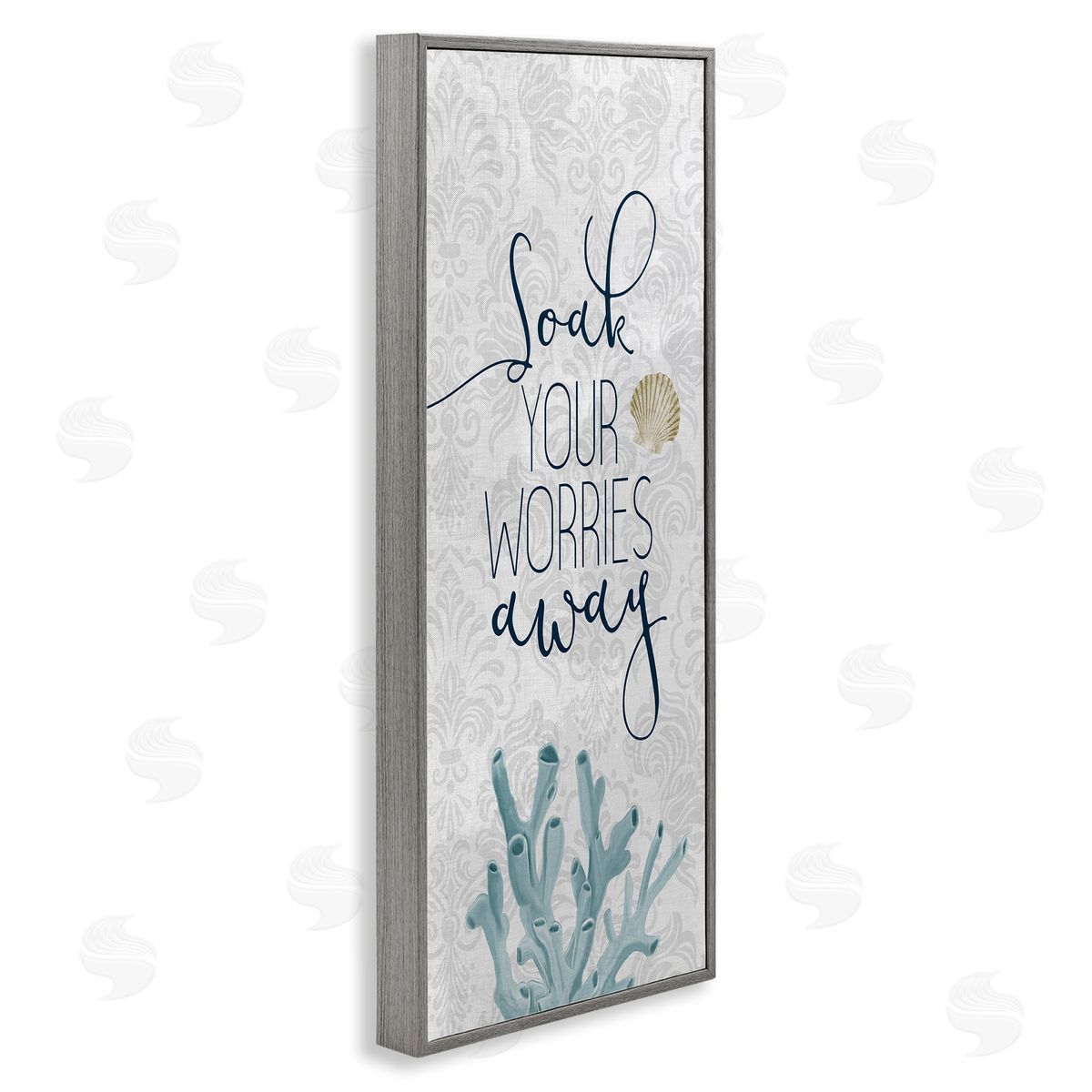 Kim Allen Soak Your Worries Away Phrase Blue Coral Bathroom Shell
