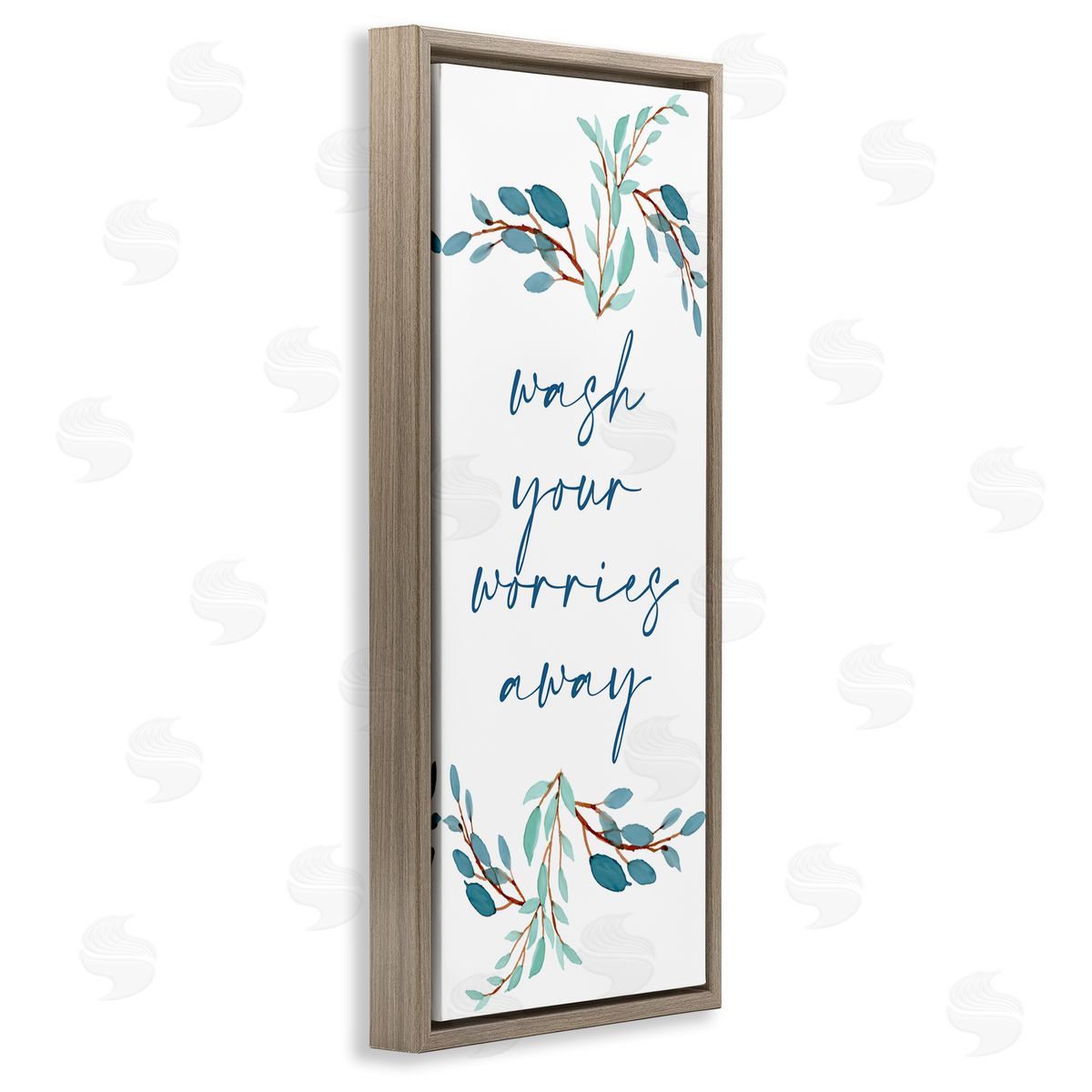 Kim Allen Wash Your Worries Away Bathroom Phrase Blue Plants