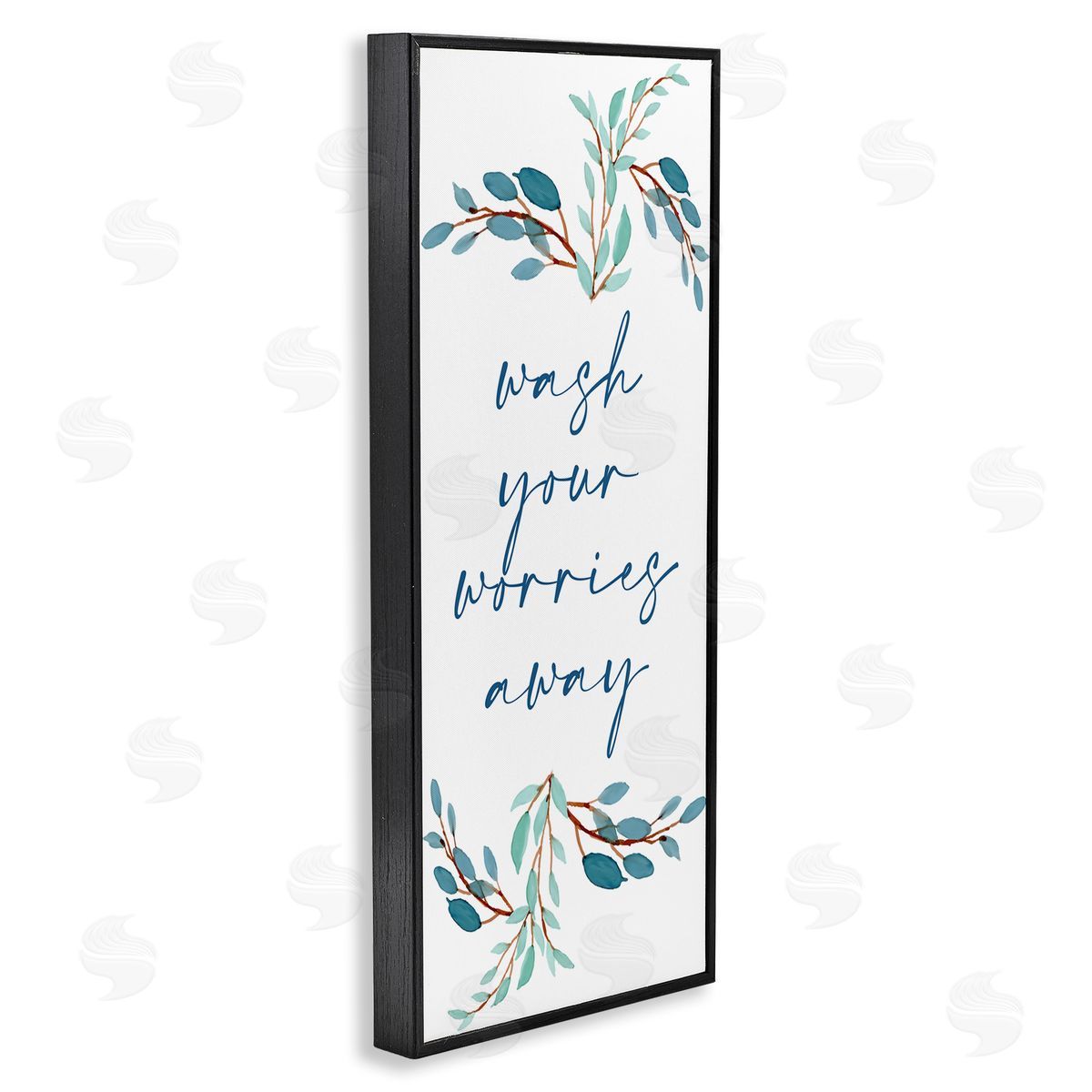 Kim Allen Wash Your Worries Away Bathroom Phrase Blue Plants