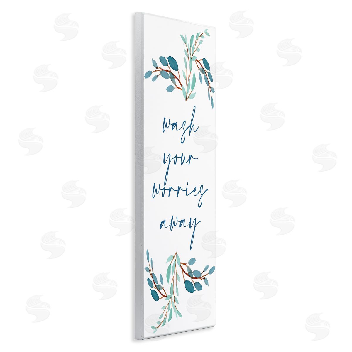 Kim Allen Wash Your Worries Away Bathroom Phrase Blue Plants