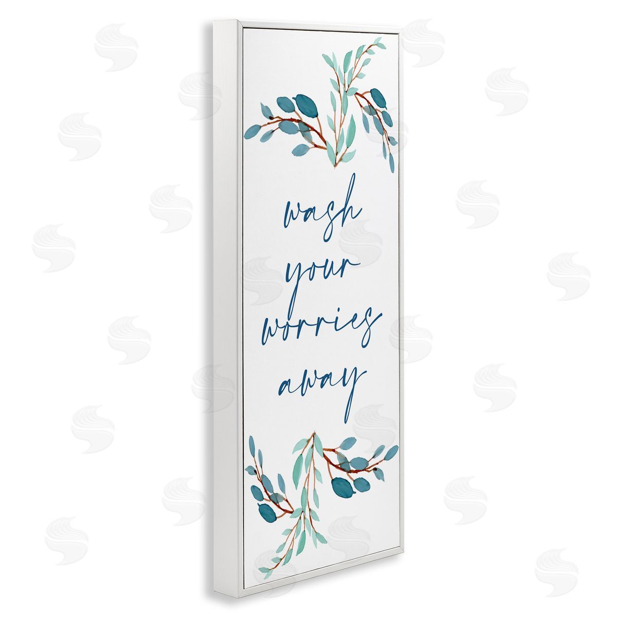 Kim Allen Wash Your Worries Away Bathroom Phrase Blue Plants