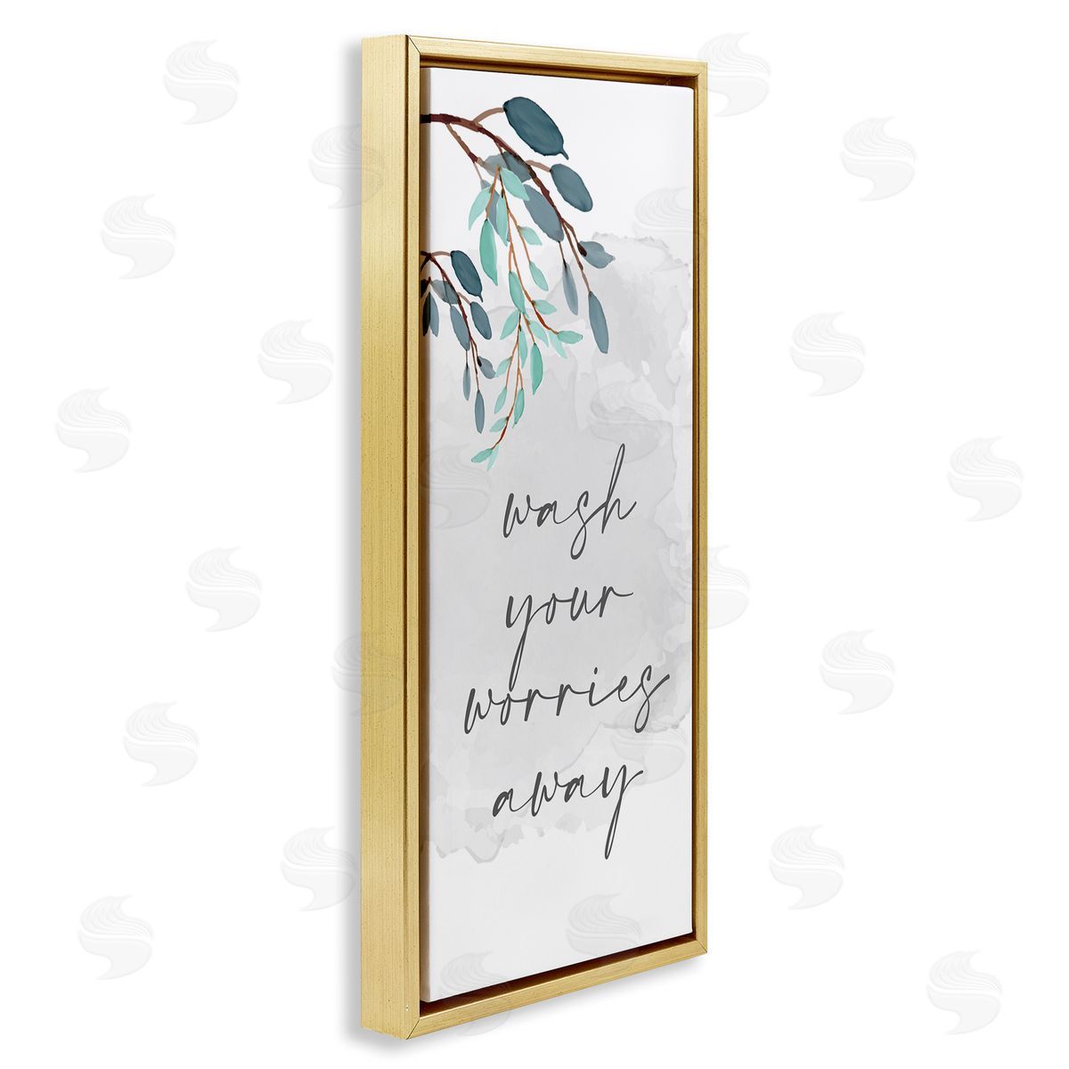 Kim Allen Wash Your Worries Away Bathroom Phrase Blue Tree Branches