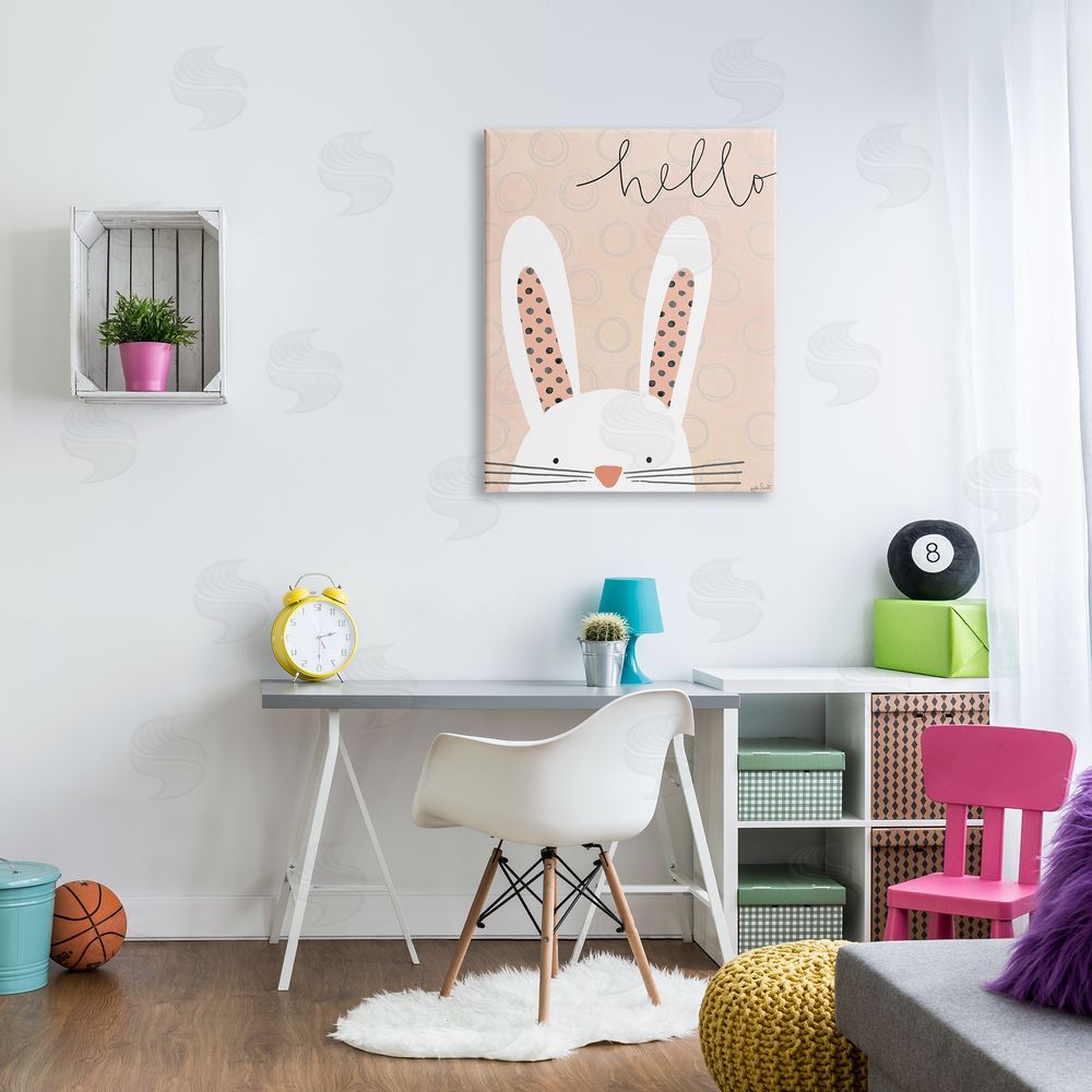 Katie Doucette Hello Bunny Phrase Baby Rabbit Polka Dot Patterns
