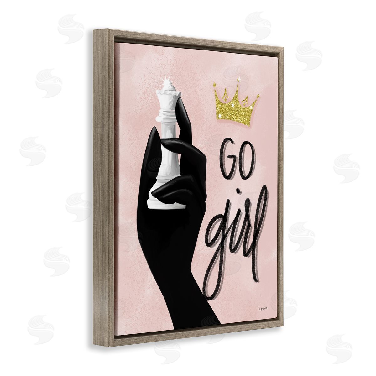 Lady Louise Designs Go Girl Phrase Sparkle Crown Queen Chess Piece