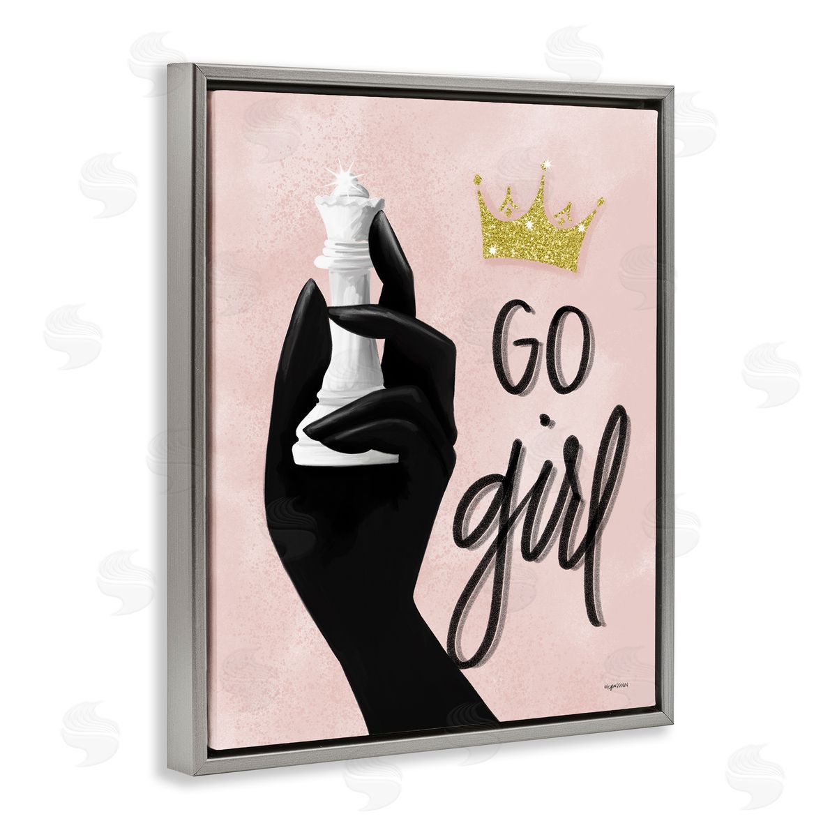 Lady Louise Designs Go Girl Phrase Sparkle Crown Queen Chess Piece