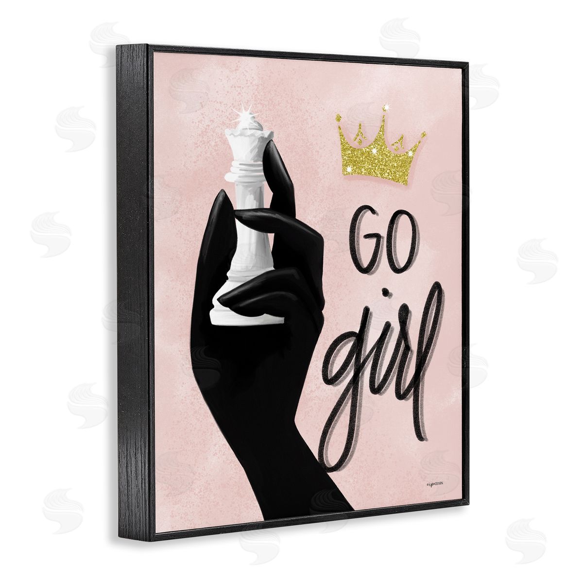 Lady Louise Designs Go Girl Phrase Sparkle Crown Queen Chess Piece
