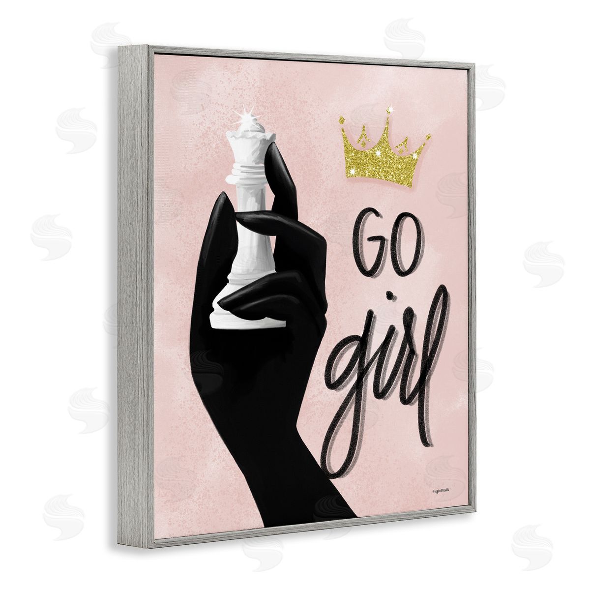 Lady Louise Designs Go Girl Phrase Sparkle Crown Queen Chess Piece