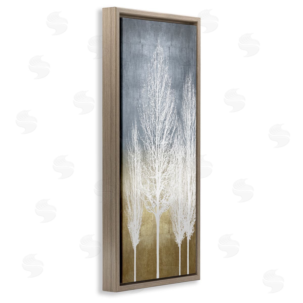 Tall Tree Silhouettes Abstraction Brown Floating Frame Canvas Wall Art, Home Decor by Kate Bennett