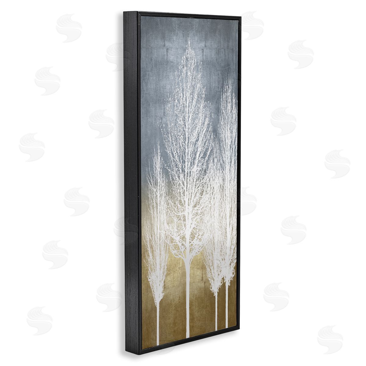Tall Tree Silhouettes Abstraction Black Frame Print Wall Art, Home Decor by Kate Bennett