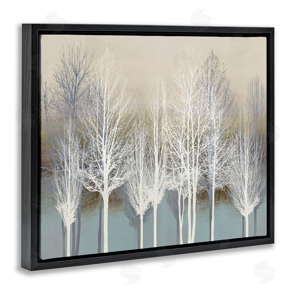 Kate Bennett Winter Tree Forest Silhouettes over Abstract Pattern
