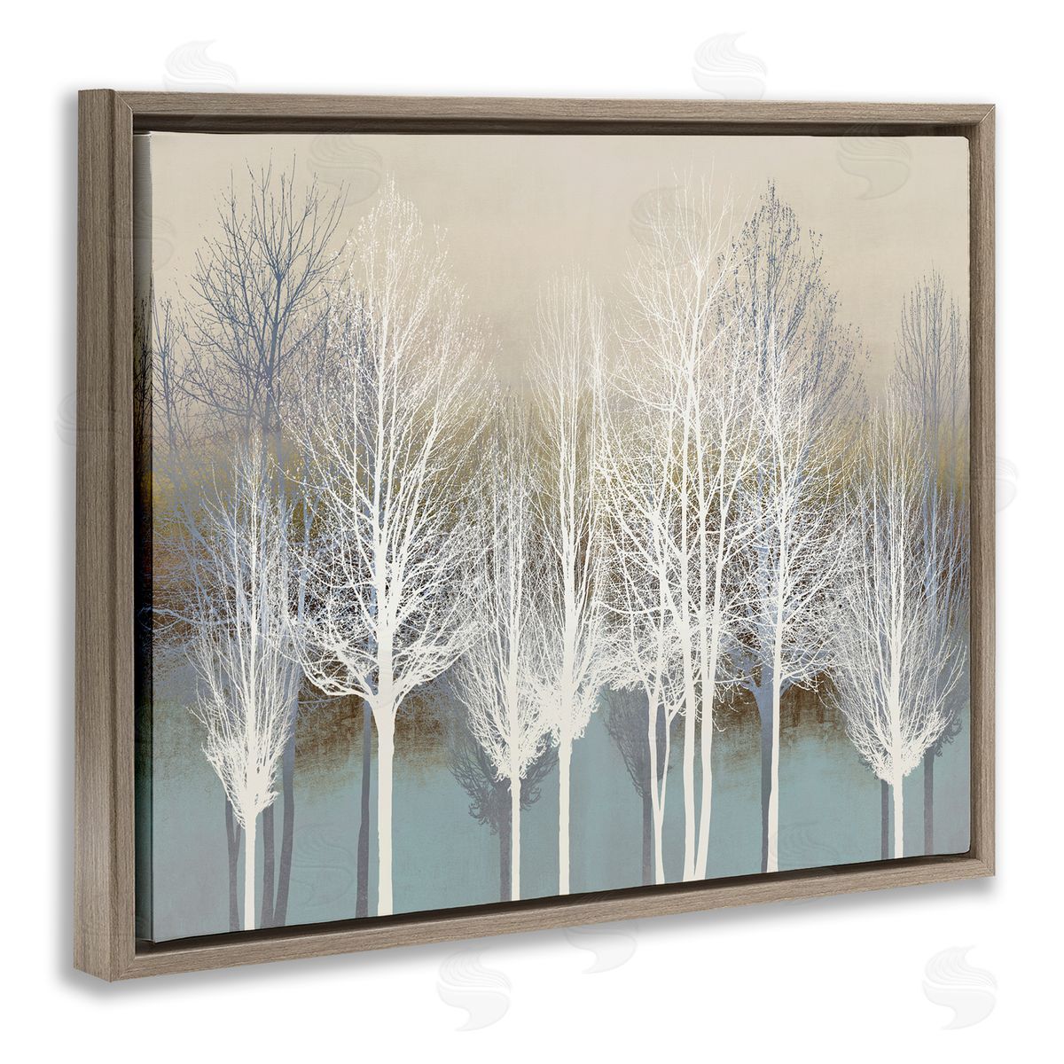 Kate Bennett Winter Tree Forest Silhouettes over Abstract Pattern