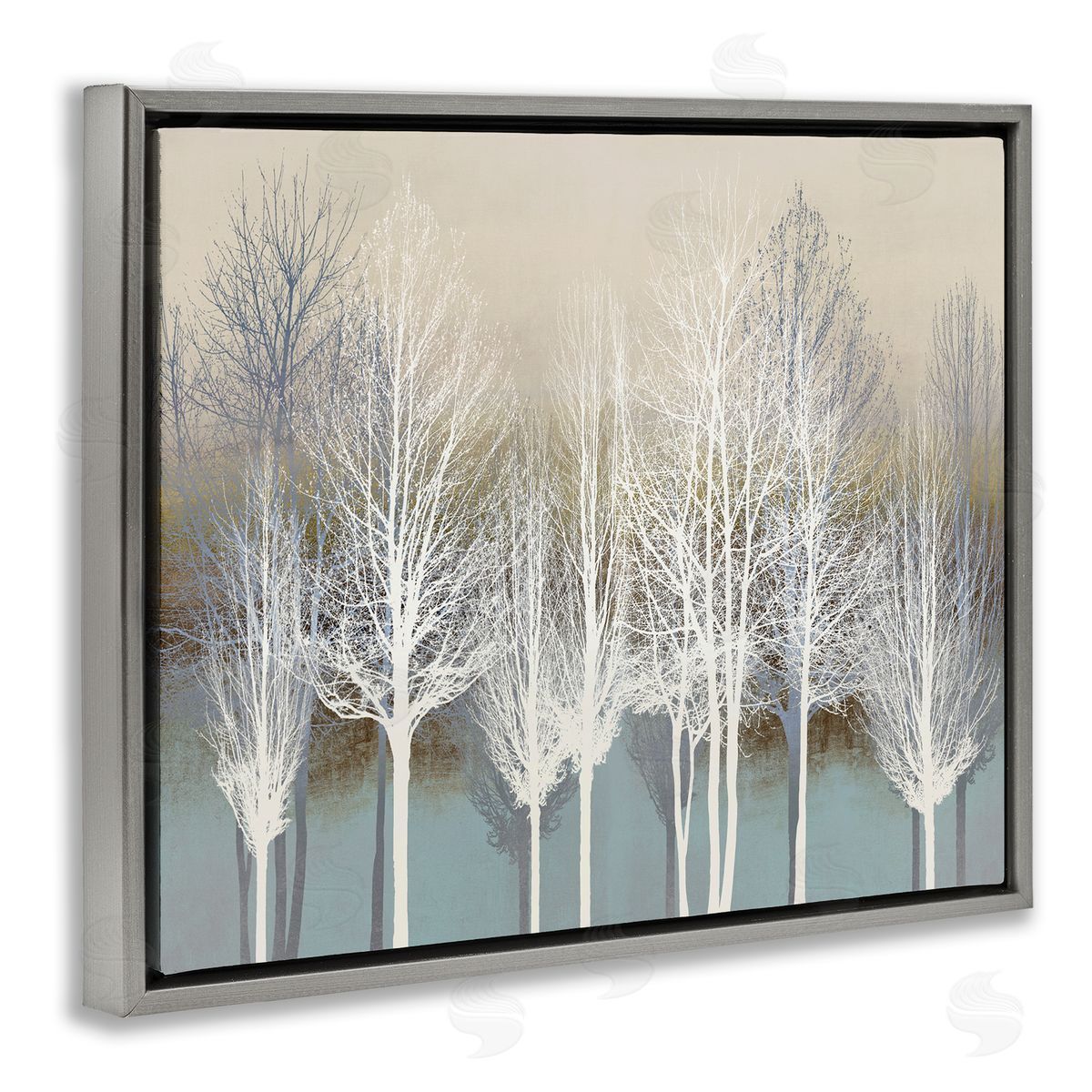 Kate Bennett Winter Tree Forest Silhouettes over Abstract Pattern