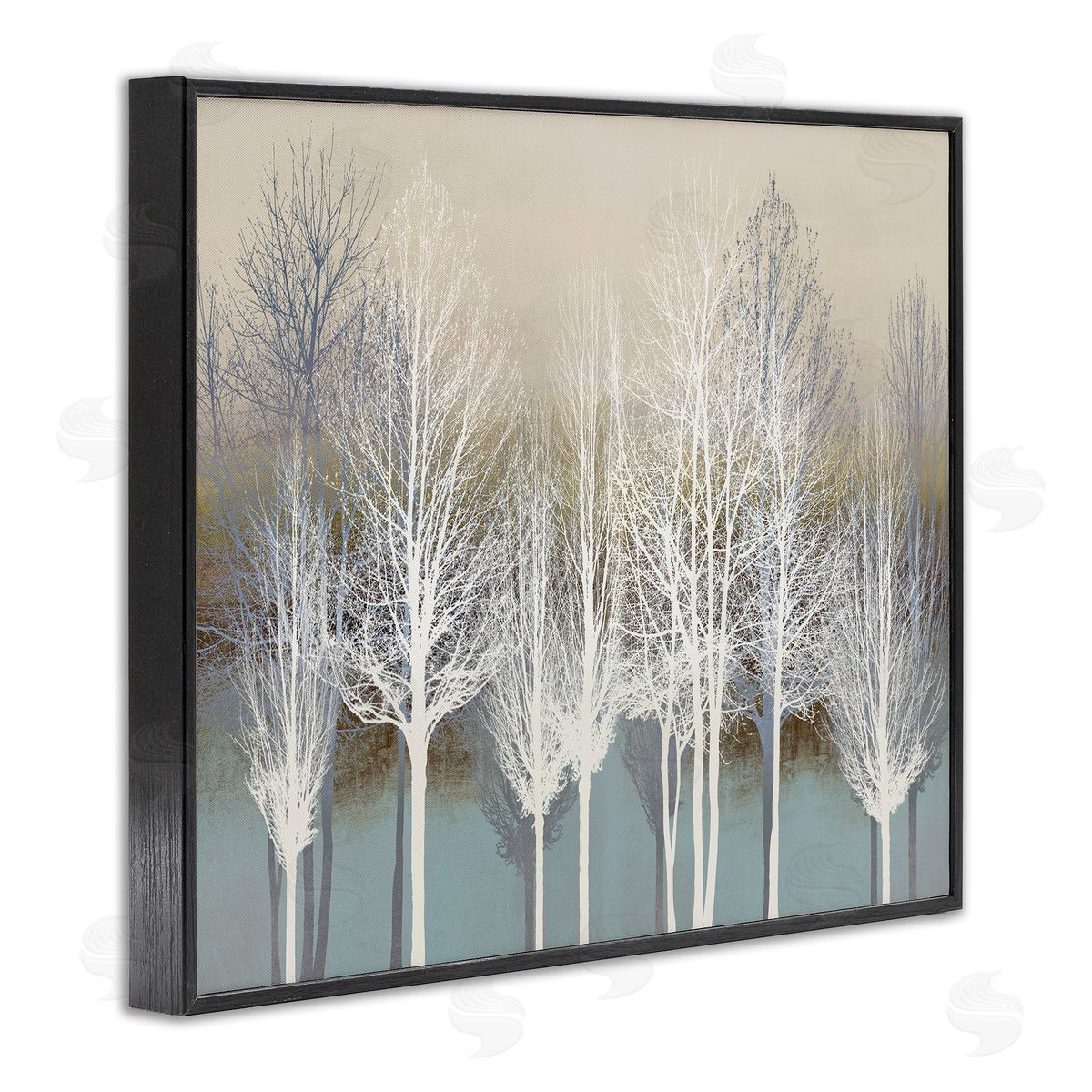 Kate Bennett Winter Tree Forest Silhouettes over Abstract Pattern