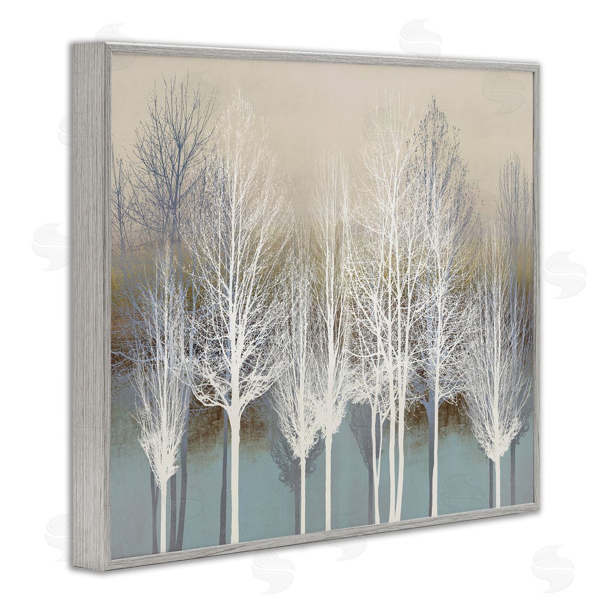 Kate Bennett Winter Tree Forest Silhouettes over Abstract Pattern