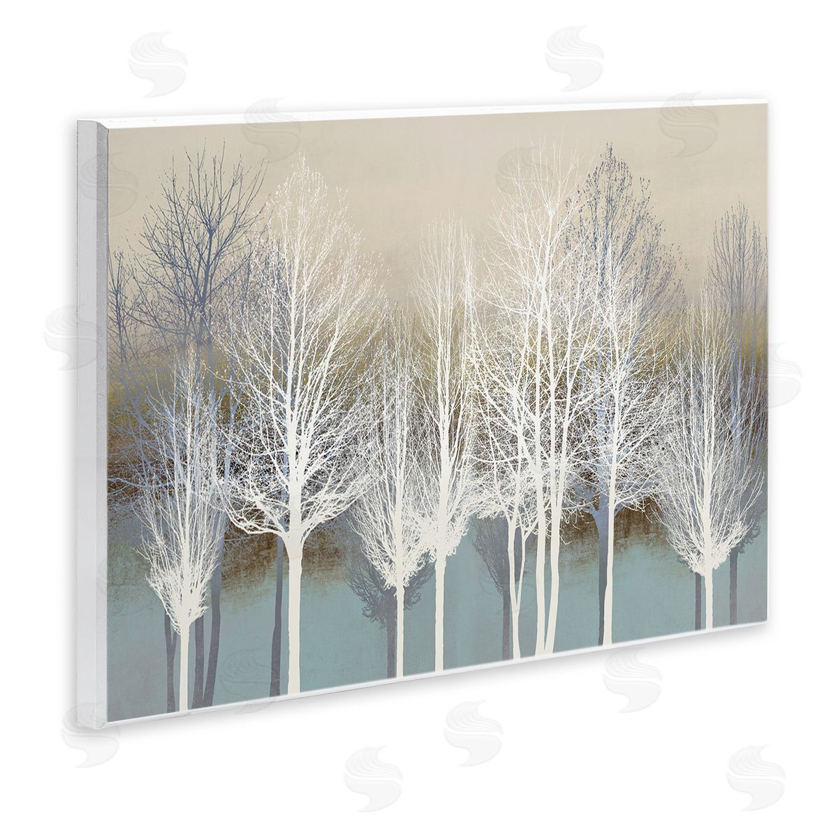 Kate Bennett Winter Tree Forest Silhouettes over Abstract Pattern