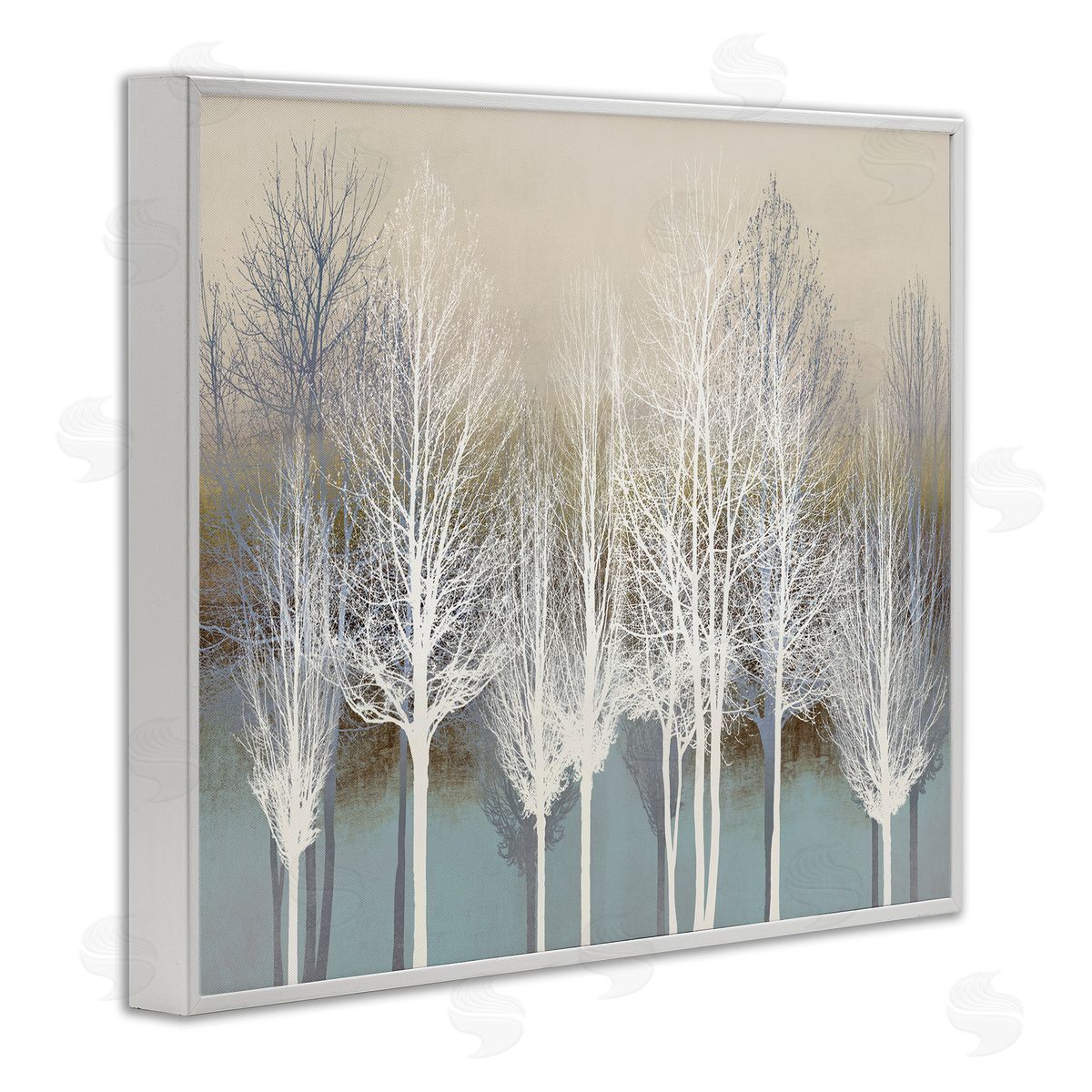 Kate Bennett Winter Tree Forest Silhouettes over Abstract Pattern