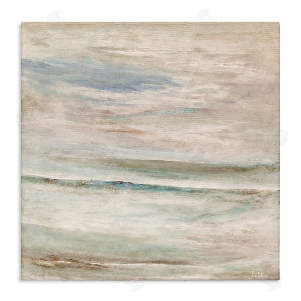 Lori Dubois Cloud Landscape Abstraction Mystical Off-White Blue Green Stretched Canvas Wall Art Print