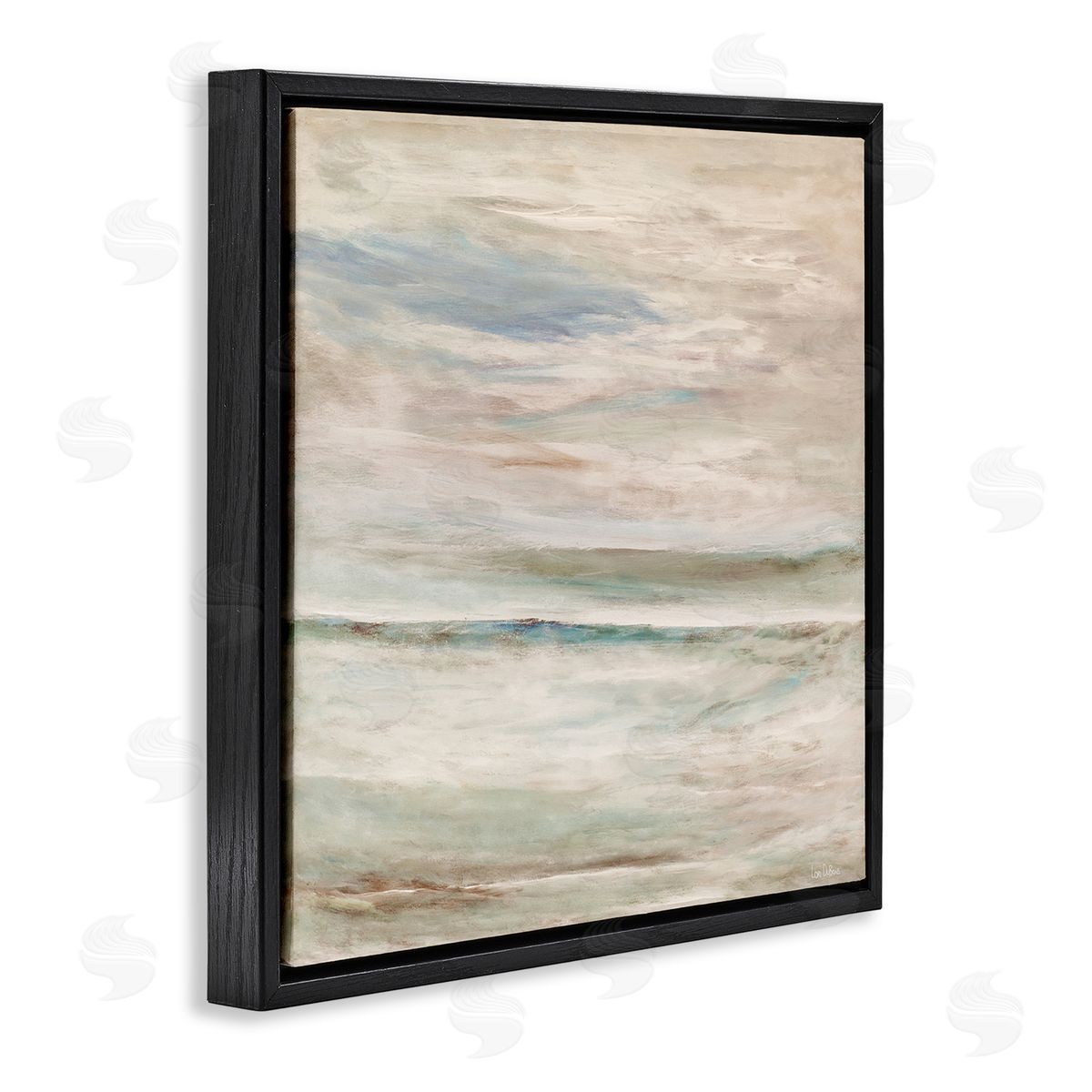 Lori Dubois Cloud Landscape Abstraction Mystical Off-White Blue Green Black Floating Frame Canvas Wall Art Print