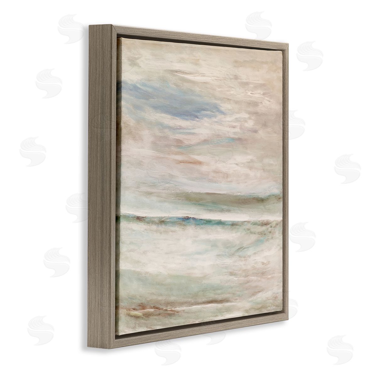 Lori Dubois Cloud Landscape Abstraction Mystical Off-White Blue Green Brown Floating Frame Canvas Wall Art Print