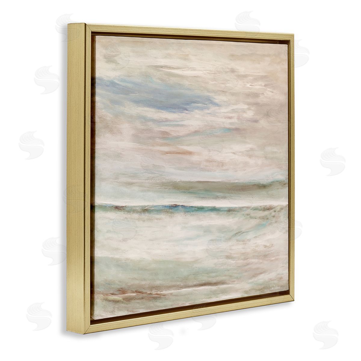 Lori Dubois Cloud Landscape Abstraction Mystical Off-White Blue Green Gold Floating Frame Canvas Wall Art Print