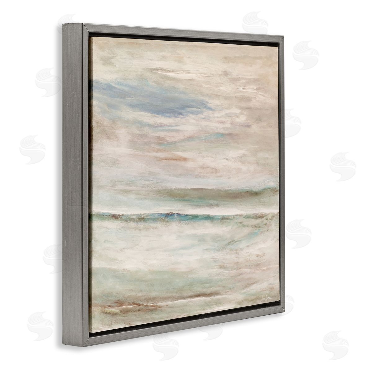 Lori Dubois Cloud Landscape Abstraction Mystical Off-White Blue Green Gray Floating Frame Canvas Wall Art Print
