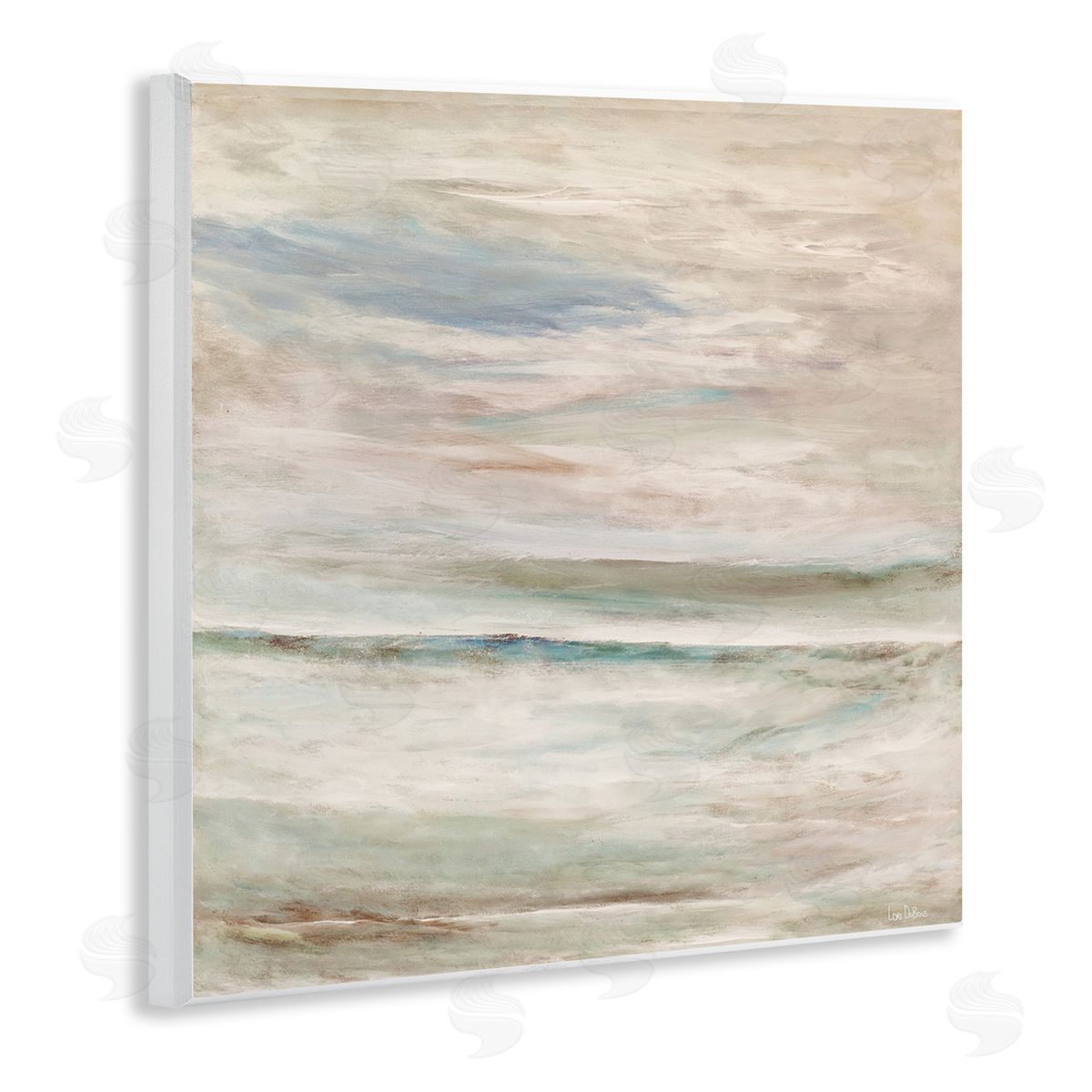 Lori Dubois Cloud Landscape Abstraction Mystical Off-White Blue Green Wooden Wall Plaque Art Print